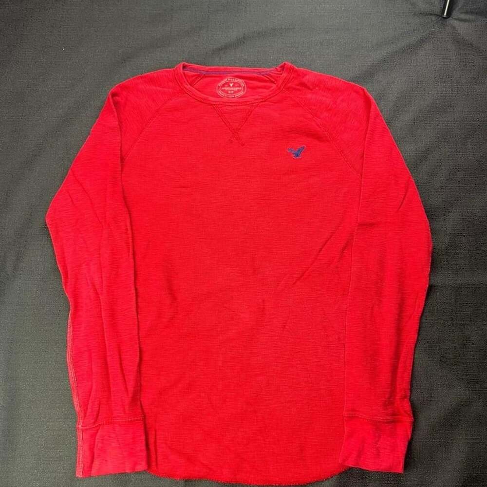 American Eagle Outfitters Waffle Knit Long Sleeve Shirt Size S/P Red